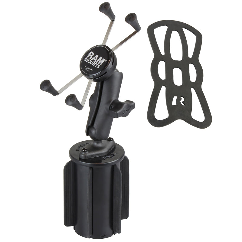 RAM 1" Ball Handlebar Short Mount with X-Grip Cradle with Tether for Larger Phone / GPS