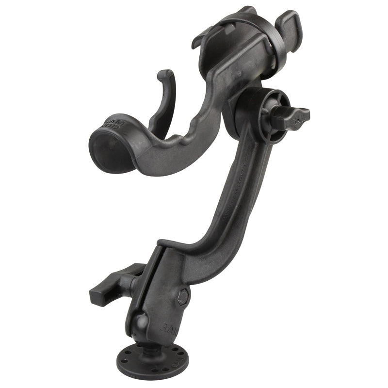 RAM ROD Fishing Rod Holder with Revolution Ratchet Arm and Round 1.5" Ball Base
