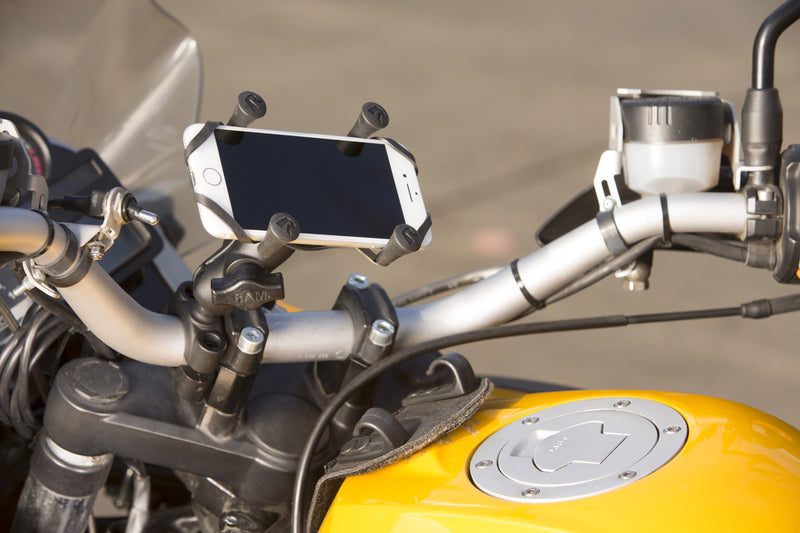 RAM Torque Base Short Motorcycle Mount for 3/4" - 1" Rails with X-Grip Phone Holder
