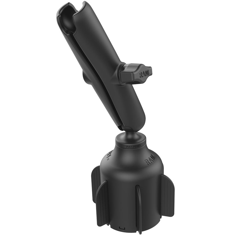 RAM Stubby Vehicle Cup Holder Mount with Long Double Socket Arm
