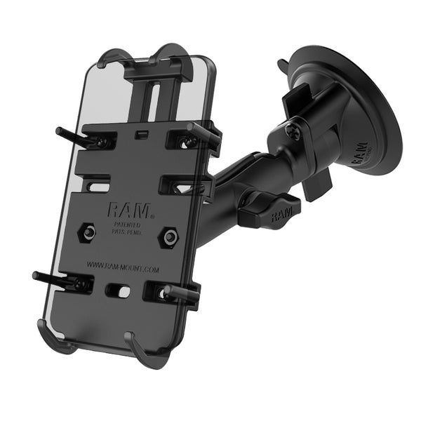 RAM Twist-Lock Suction Cup 1" Ball Mount with Quick-Grip Holder for Phone / GPS