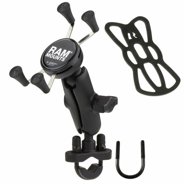 RAM Handlebar /Rail Mount with U-Bolt Base and X-Grip Holder and Safety Tether